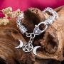 Triple Moon Goddess Amulet Wicca Pentagram Wheat Chain Bracelet for Women Men Pagan Jewelry