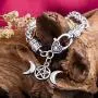 Triple Moon Goddess Amulet Wicca Pentagram Wheat Chain Bracelet for Women Men Pagan Jewelry Triple Moon Goddess Amulet Wicca Pentagram Wheat Chain Bracelet for Women Men Pagan Jewelry