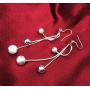 Comelyjewel 1pair Silver Earring Jewellery Woman Bohemian Style Sparkling Beads Long Pendant Ear Studs Dangle Lady Earring Lady Dress Accessories Love Gift Durable and Useful