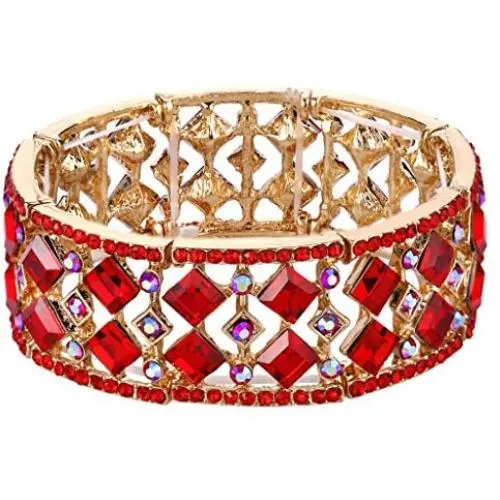 BriLove Womens Bohemian Boho Crystal Radiant Cut Round Beaded Stretch Bangle Bracelet BriLove Womens Bohemian Boho Crystal Radiant Cut Round Beaded Stretch Bangle Bracelet