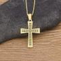OUCHUANG 14K Gold Plated Cross Inlay Pendant Necklace for Women | Cross Pendant | Fashion Jewelry Gifts