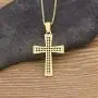 OUCHUANG 14K Gold Plated Cross Inlay Pendant Necklace for Women | Cross Pendant | Fashion Jewelry Gifts