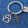 SEIRAA Veterinarian Gifts Veterinary Medicine Graduation Gift Medical Caduceus Charm Keychain with Paw Print Vet Tech Jewelry