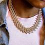 TOPGRILLZ 20mm 6 Times 14K Gold Plated Iced Out Spiked Link Chain for Men and Women Eboy Hip Hop Jewelry Collection