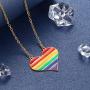 beautlace Customized LGBT Necklaces 18K Gold Plated Rainbow Love Heart Triangle Pendant Gay Lesbian Pride Jewelry for Men and Women