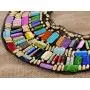 ALILANG Black Tribal Large U Shaped Draped Multicolour Rainbow Beads Statement Necklace