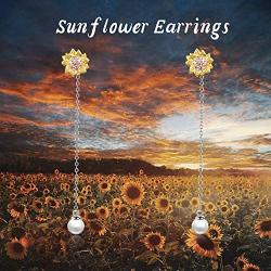 POPKIMI Pearl Earrings for Women 925 Sterling Silver Dangle Drop Earrings