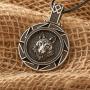 HAQUIL Wolf Necklace - Metal Alloy, Round Wolf Medallion Pendant - Leather Cord, 19.7''