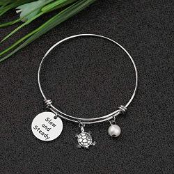CYTING Turtle Bracelet Slow and Steady Sea Turtle Expandable Wire Bangle Bracelet Beach Jewelry for Turtle Lover Gift