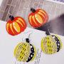 6Pairs Autumn Pumpkin Maple Leaf Sunflower Thanksgiving Day Food Vegetables Turkey Leather Drop Earrings for Women Girls Fall Festival Jewelry