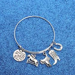 WUSUANED Horse Lover Gift There is No Secret So Close As That Between A Girl Or Her Horse Equestrian Charm Bracelet Horse Jewelry Gift for Cowgirl Horse Lover