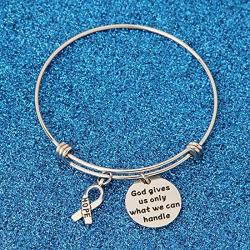 WUSUANED Cancer Awareness Ribbon Bracelet God Gives Us What We Can Handle Inspirational Jewelry Gift