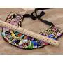ALILANG Black Tribal Large U Shaped Draped Multicolour Rainbow Beads Statement Necklace