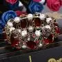 BriLove Womens Victorian Style Crystal Simulated Pearl Multi Floral Cameo Inspired Oval Stretch Bracelet BriLove Womens Victorian Style Crystal Simulated Pearl Multi Floral Cameo Inspired Oval Stretch Bracelet