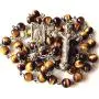 elegantmedical CATHOLIC Tiger Eye & Silver Rose Beads ROSARY CROSS crucifix necklace elegantmedical CATHOLIC Tiger Eye & Silver Rose Beads ROSARY CROSS crucifix necklace