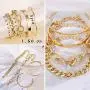 IFKM 6 PACK (24 PCS) Boho Gold Chain Bracelets Set for Women Girls, 14K Gold Plated Multiple Layered Stackable Open Cuff Wrap Bangle Adjustable Link Italian Cuban Jewelry for Women Girls Gift IFKM 6 PACK (24 PCS) Boho Gold Chain Bracelets Set for Women Girls, 14K Gold Plated Multiple Layered Stackable Open Cuff Wrap Bangle Adjustable Link Italian Cuban Jewelry for Women Girls Gift