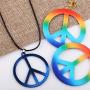 SOOWOOT 5 Pieces Hippie Costume Jewelry Set for Women Men Hippie Peace Sign Pendant Necklace Sunflower Headband Rainbow Peace Earrings Headband Bandana 60s 70s Party Accessories Peace Set