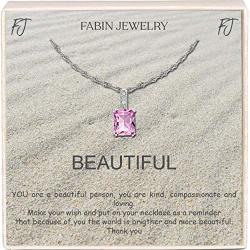 Rose Crystal Necklace on a Plated Silver Chain With Inspirational Message Card Swarovski Crystal Pendant Necklace 17.5 Inch for Women Girls