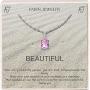 Rose Crystal Necklace on a Plated Silver Chain With Inspirational Message Card Swarovski Crystal Pendant Necklace 17.5 Inch for Women Girls
