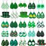 St. Patricks Day Faux Leather Earrings Shamrock Clover Teardrop Dangle Earrings Irish Green Leather Earrings for Women 25 Pairs
