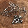 Celtic Norse Viking Asatru Jewelry Triple Horns Crescent Moon of Odin Horn triskelion triskele Protection Amulet Pewter Boys Unisex Mens Pendant Necklace Charm for men w Silver Ball Chain