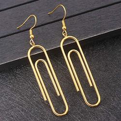 Geometric Rectangular Elegant Tassel Dangle Drop Earrings for Women Girls Stailess Steel Paper Clip Pin Fashion Jewelry