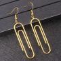 Geometric Rectangular Elegant Tassel Dangle Drop Earrings for Women Girls Stailess Steel Paper Clip Pin Fashion Jewelry