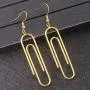 Geometric Rectangular Elegant Tassel Dangle Drop Earrings for Women Girls Stailess Steel Paper Clip Pin Fashion Jewelry