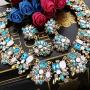 BriLove Womens Tribal Ethnic Crystal Mix-Shape Cluster Statement Necklace Dangle Earrings Set