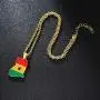 Gold Color Ghana Country Map and Flag Pendant Necklaces Charm Ghanaian Jewelry Ghana National Day Gifts Gold Color Ghana Country Map and Flag Pendant Necklaces Charm Ghanaian Jewelry Ghana National Day Gifts