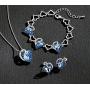 Leafael Infinity Love Crystal Heart Bundle Jewelry Set Light Sapphire Blue March December Birthstone Gifts for Women Necklace Earrings Bracelet, Silver-tone