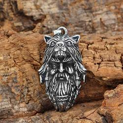 GuoShuang Nordic Viking Amulet Odin Amulet Stainless Steel Necklace with Valknut Rune Gift Bag