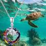 Turtle Necklace for Women 925 Sterling Silver Sea Turtle with Crystal Pendant Necklace Jewelry Gift for Girls