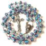 elegantmedical HANDMADE CATHOLIC NICE BULE Veluriyam ROSE BEADS & ITALY CROSS ROSARY necklace GIFT BOX