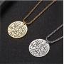 ALEXTINA Mens Stainless Steel Round Muslim Shahada Islam Allah Pendant Necklace with Chain Gold Silver