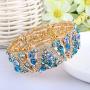 EVER FAITH Austrian Crystal Art Deco Wave Bridal Elastic Stretch Bracelet