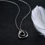 E stainless steel Hammered Double Circle Pendant Necklace Entwined Circles 18'' Minimalist Simple Jewelry Gift