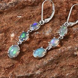 Shop LC 925 Sterling Silver Platinum Plated Oval Opal Bridal Wedding Dangle Earrings Prom Jewelry for Women Mothers Day Gifts 45mm