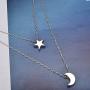 Gbell Simple Womens Doublelayer Necklace Star and Moon Pendant Necklace - Fashion Gold Silver Neck Chains Choker for Teen Girls Ladies Women Party Ball Date Jewelry