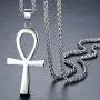 Mens Stainless Steel Large Coptic Ankh Cross Religious Pendant Necklace, 24'' Link Chain, aap107 Mens Stainless Steel Large Coptic Ankh Cross Religious Pendant Necklace, 24'' Link Chain, aap107