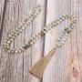 OAIITE 108 Natural Stone Beads Handmade Charm Personalized Stylish Beaded Tassel Necklace (B)