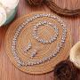 EVER FAITH Leaf Lace Full Pave Cubic Zirconia Wedding Necklace Bracelet Earrings Jewelry Set Silver-Tone