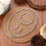 EVER FAITH Leaf Lace Full Pave Cubic Zirconia Wedding Necklace Bracelet Earrings Jewelry Set Silver-Tone