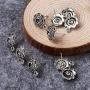 Pandahall 20pcs Antique Silver Flower Earstuds Post Earrings Rhinestone Cabochon Inlay 13.5x10mm