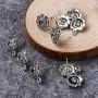 Pandahall 20pcs Antique Silver Flower Earstuds Post Earrings Rhinestone Cabochon Inlay 13.5x10mm