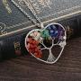 Yunison 2pcs Tree of Life Necklace for Women Chakra 7 Gemstone Pendant Handmade Jewelry Gift