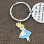 TOGON Alice in Wonderland Lover Gift Wonderland Keychain Quotes Because I was A Different Person Then Keychain for Friend Sister