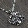 CANNE Odin Thors Hammer Mjolnir Raven Wolf Viking Norse Celtic Pendant Necklace Nordic Rune Amulet Classic Jewelry with 24 inch Chain