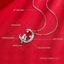 Cat Necklace, S925 Sterling Silver Cat on Moon Pendant, Cubic Zirconia, Women Jewelry, Gifts for Mum with Gift Package- I Love you forever