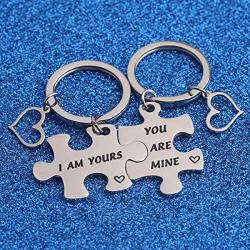 WUSUANED I Am Yours and You are Mine Matching Puzzle Piece Keychain Set His and Hers Jewelry Gift for Couples Boyftiend Girlfriend